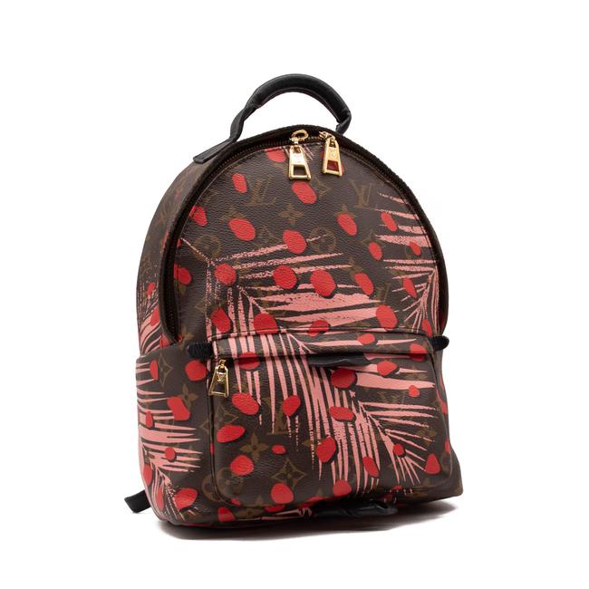 USED Louis Vuitton Palm Springs PM Jungle Dots Sugar Pink Poppy Brown Monogram Canvas Backpack