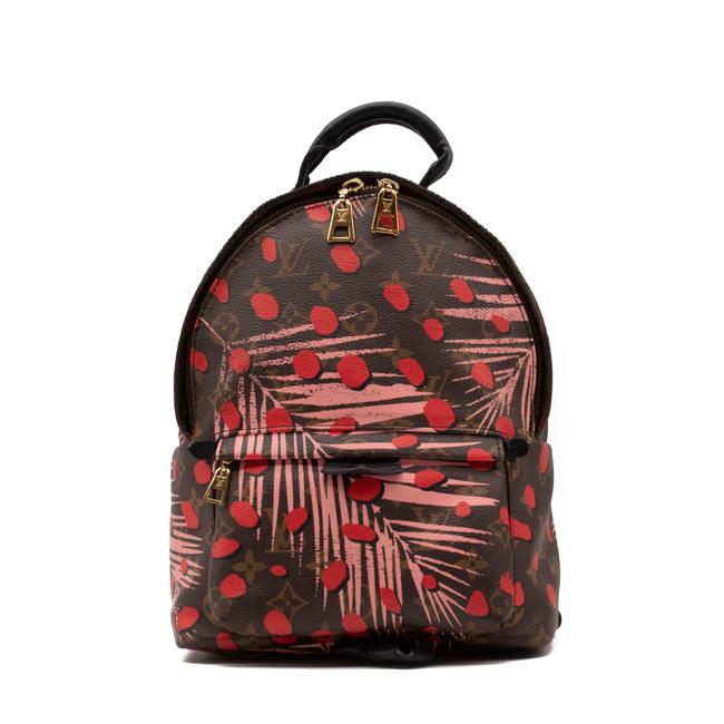 USED Louis Vuitton Palm Springs PM Jungle Dots Sugar Pink Poppy Brown Monogram Canvas Backpack