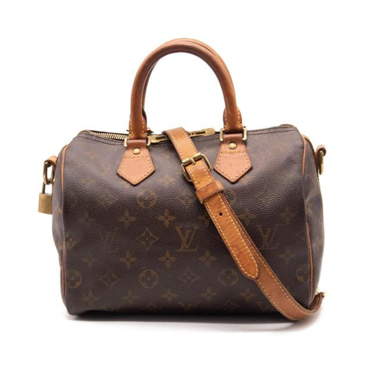 VERY USED Louis Vuitton Speedy Bandouliere 25 Brown Monogram Canvas Satchel