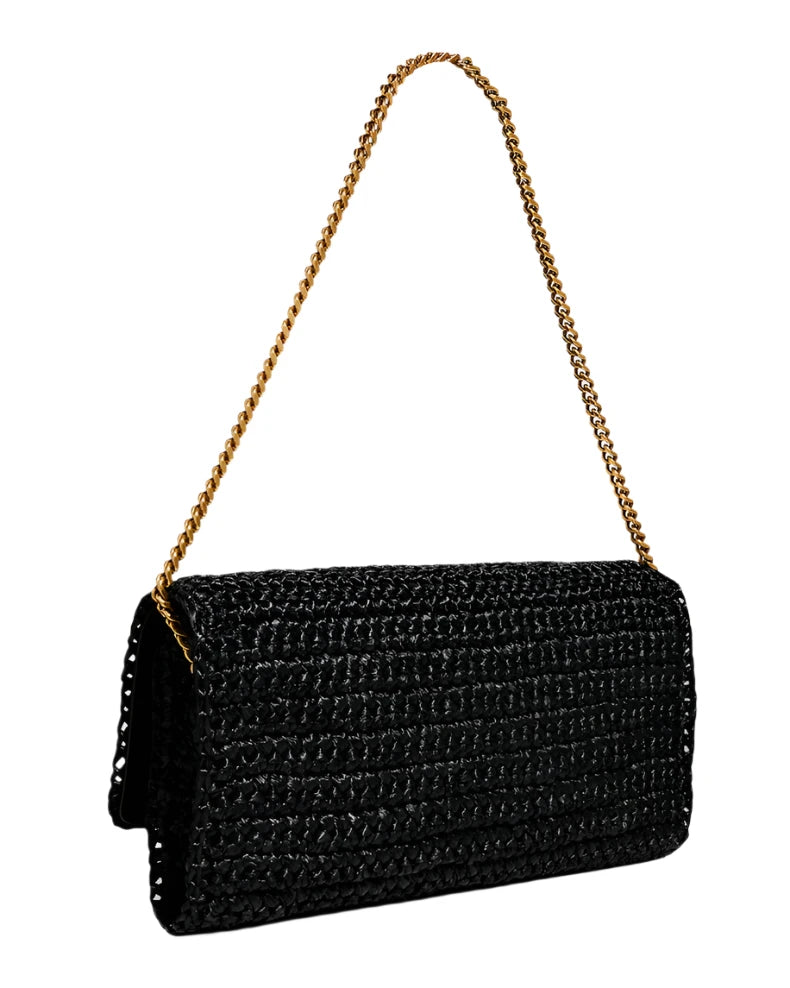 Saint Laurent  Raffia Monogram Tassel Kate 99 Black