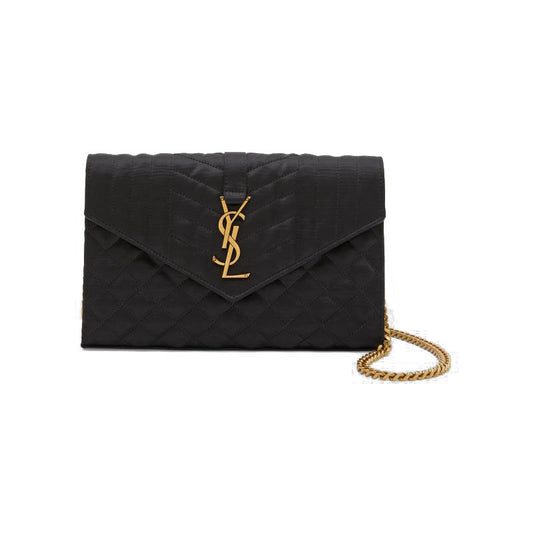 NEW Saint Laurent Envelope Chain Wallet in Mix Matelasse Satin Crossbody