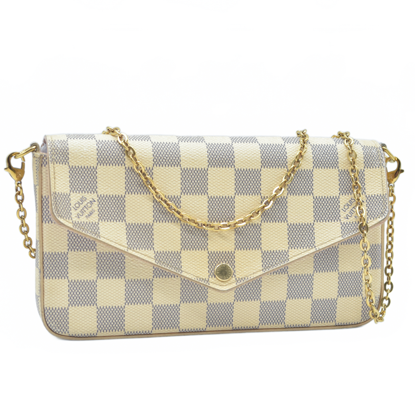 $1580 2017 Louis Vuitton Damier Azur Pochette Felicie Crossbody MI5107