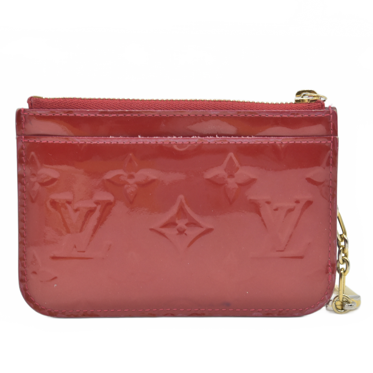 $525 2013 Louis Vuitton Vernis Key Pouch Pomme D'Amour SN2183