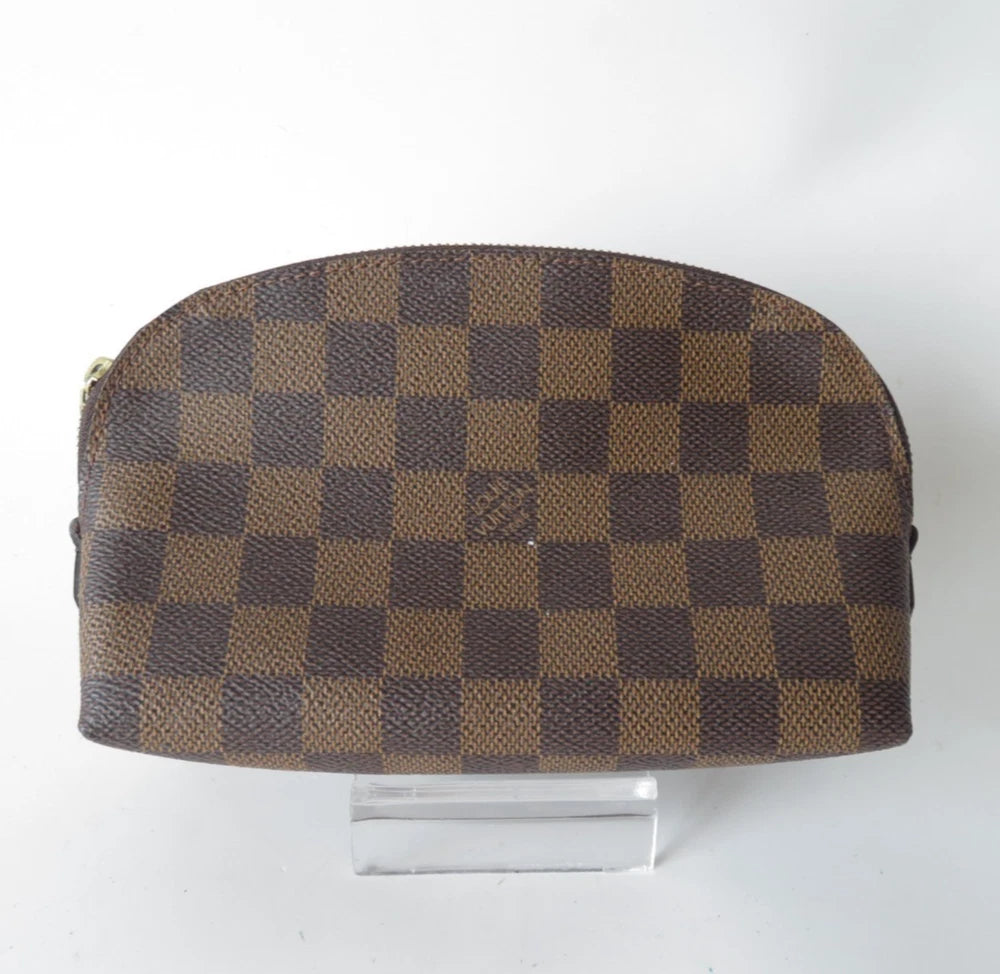 Louis Vuitton $600 Damier Ebene Pochette Cosmetic Pouch Bag CA1021