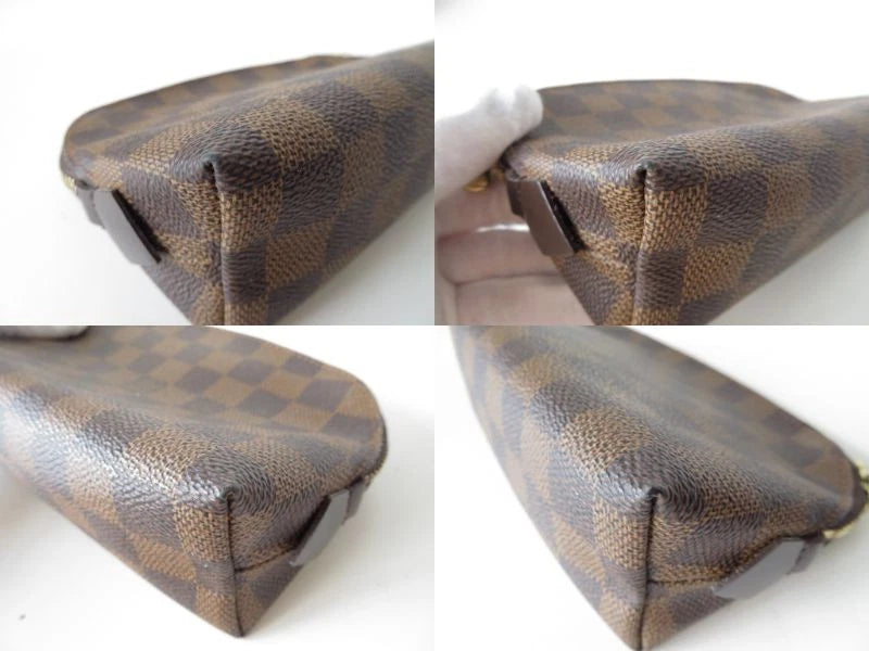 Louis Vuitton $600 Damier Ebene Pochette Cosmetic Pouch Bag CA1021
