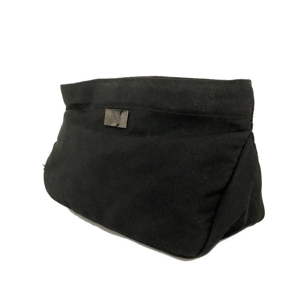 GUCCI $600 Logo Canvas Cosmetic Pouch Bag Black/7BH0236