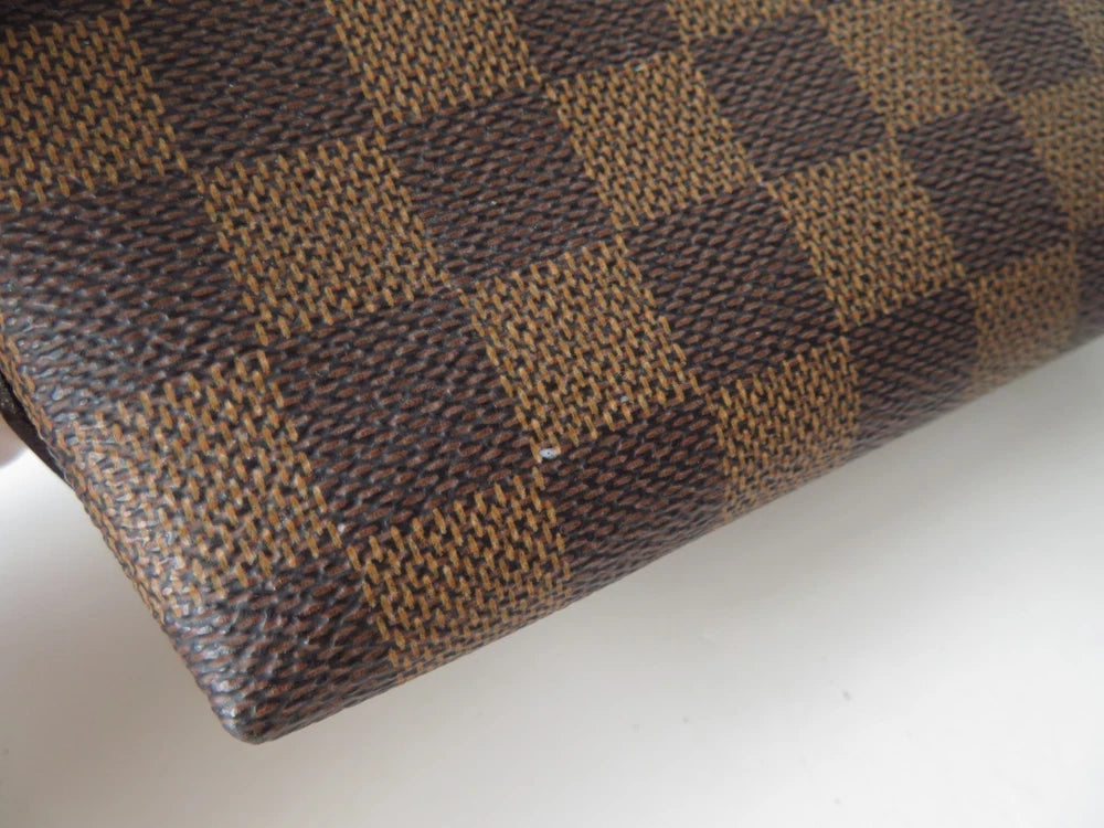 Louis Vuitton $600 Damier Ebene Pochette Cosmetic Pouch Bag CA1021