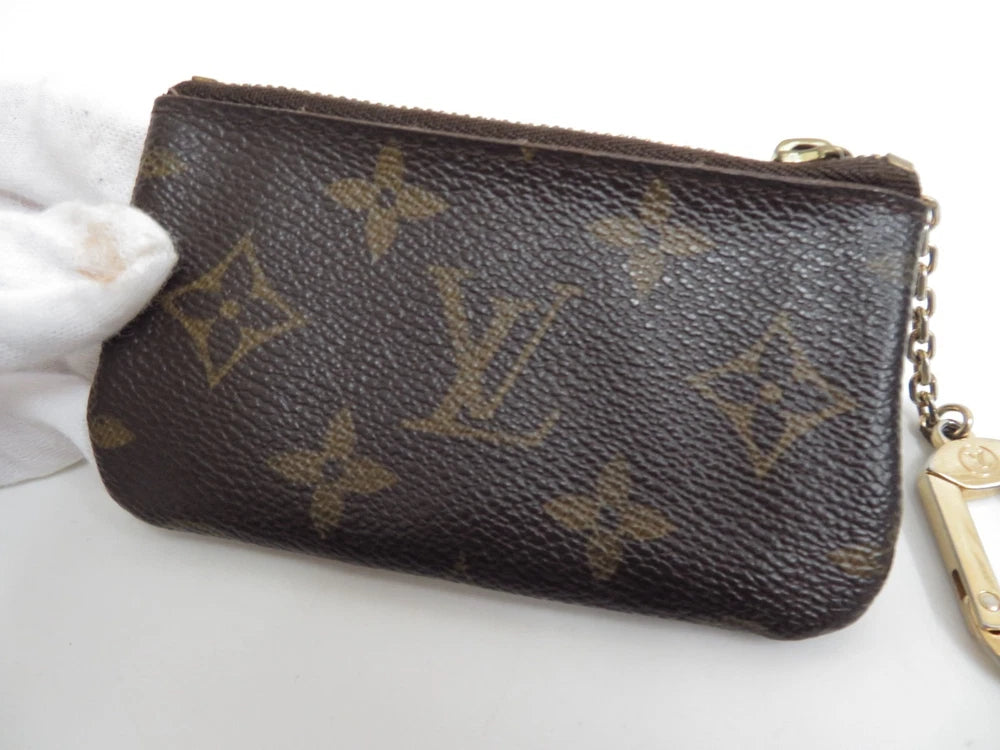 LOUIS VUITTON $345 Monogram Coin Purse Key Pochette Cles #44928