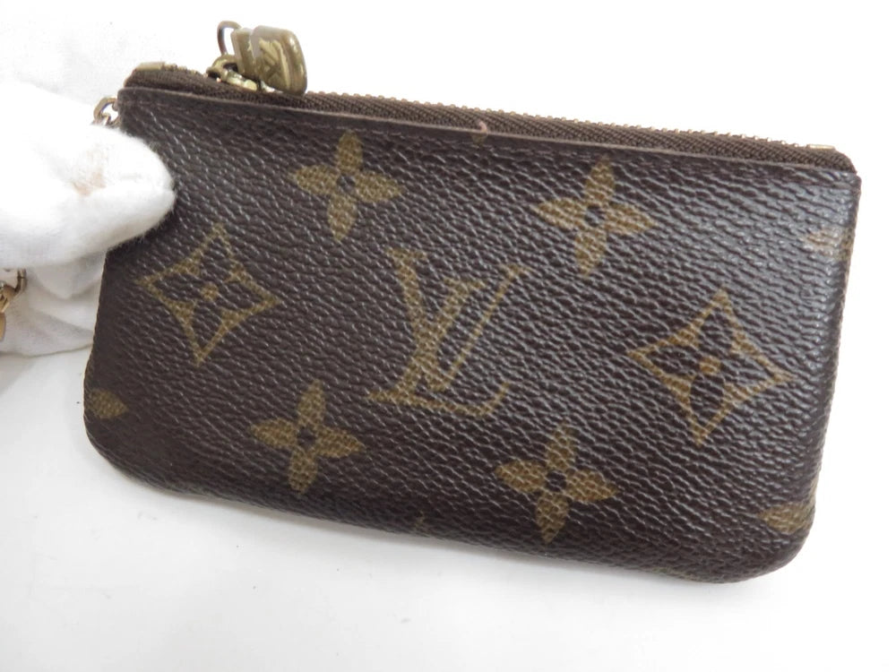 LOUIS VUITTON $345 Monogram Coin Purse Key Pochette Cles #44928