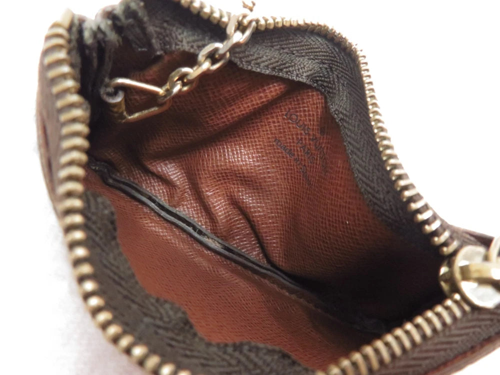 LOUIS VUITTON $345 Monogram Coin Purse Key Pochette Cles #44928
