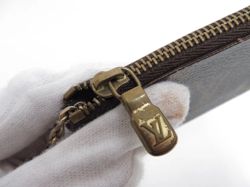 LOUIS VUITTON $345 Monogram Coin Purse Key Pochette Cles #44928