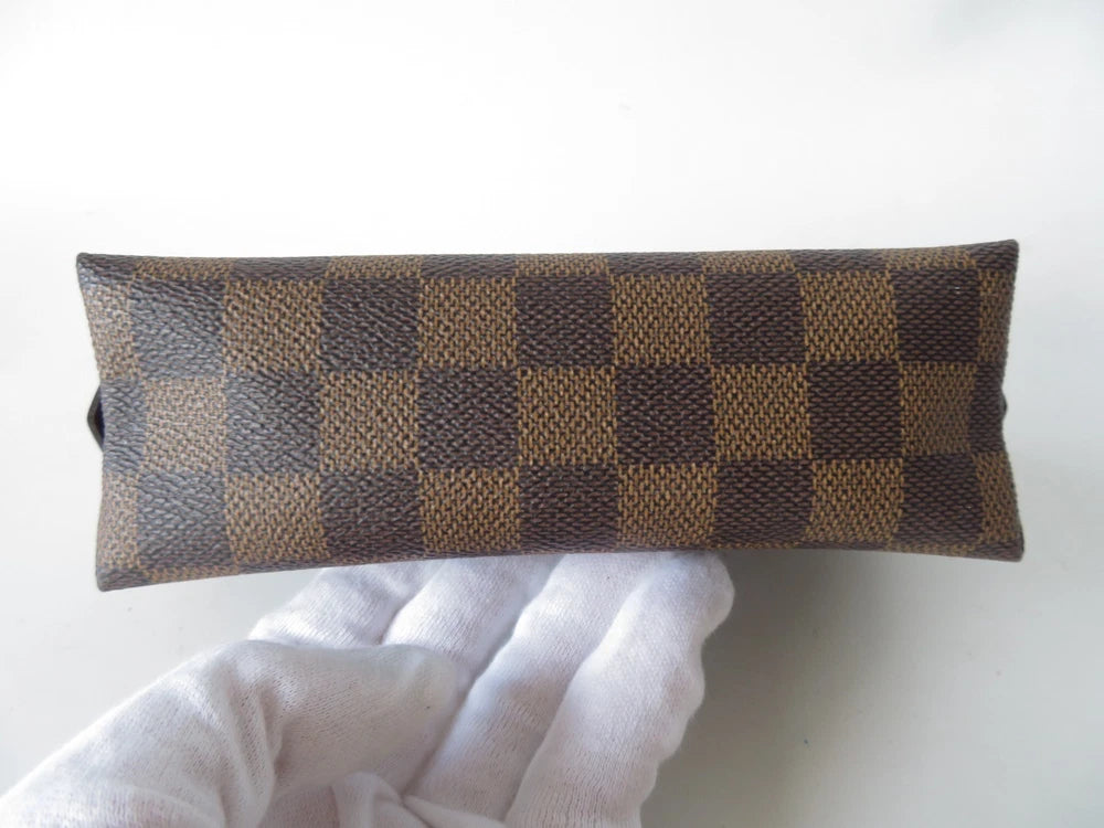 Louis Vuitton $600 Damier Ebene Pochette Cosmetic Pouch Bag CA1021