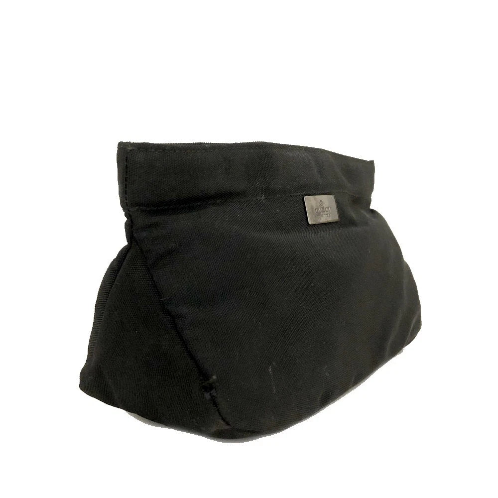 GUCCI $600 Logo Canvas Cosmetic Pouch Bag Black/7BH0236