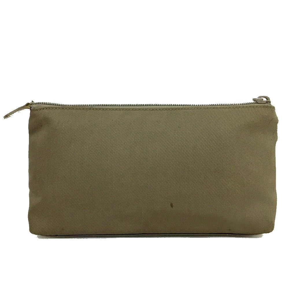 GUCCI Bamboo Canvas Cosmetic Pouch Bag Khaki