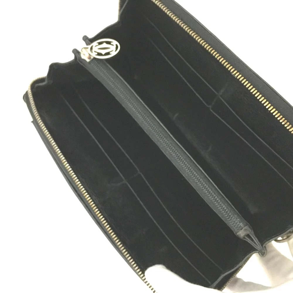 Cartier Marcello Leather Zip Around Long Wallet Black