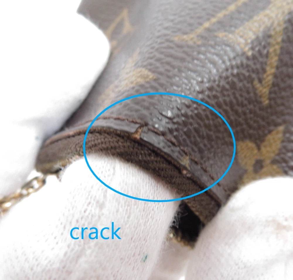 LOUIS VUITTON $345 Monogram Coin Purse Key Pochette Cles #44928