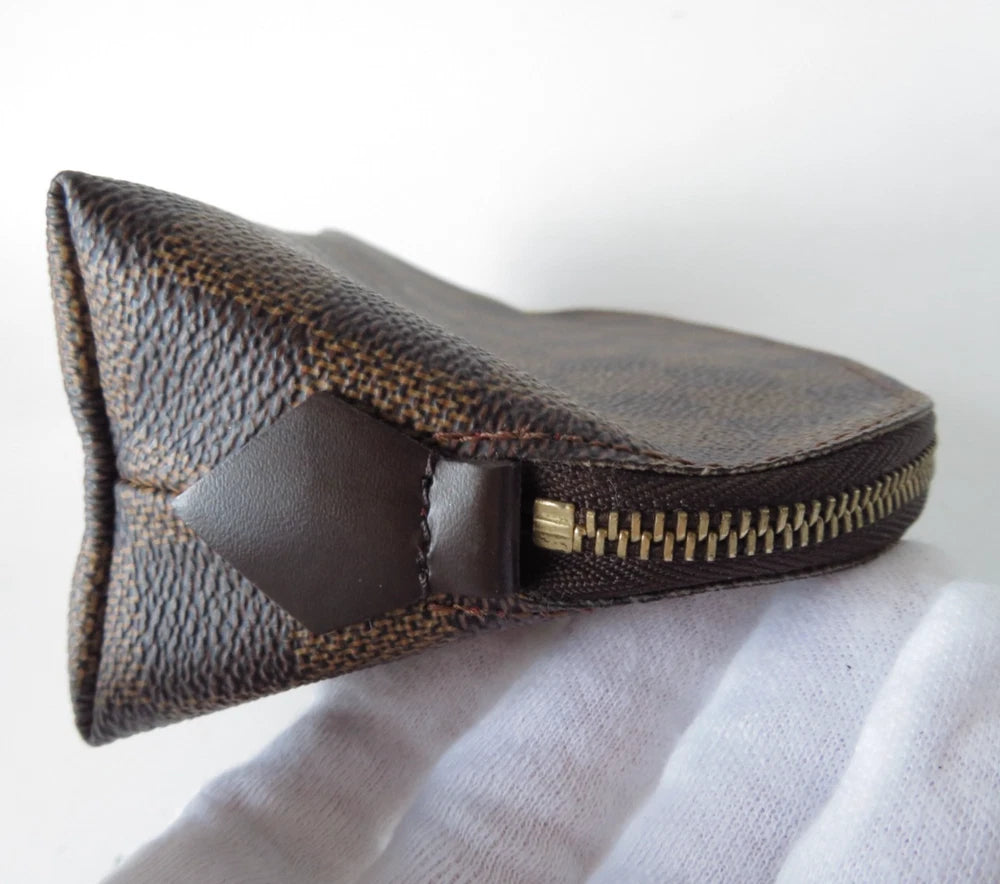 Louis Vuitton $600 Damier Ebene Pochette Cosmetic Pouch Bag CA1021