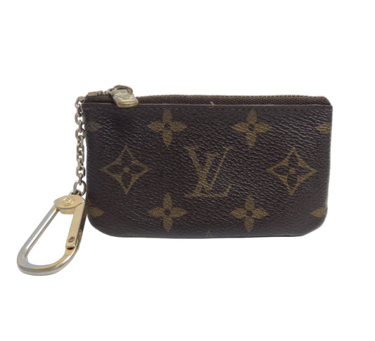 LOUIS VUITTON $345 Monogram Coin Purse Key Pochette Cles #44928