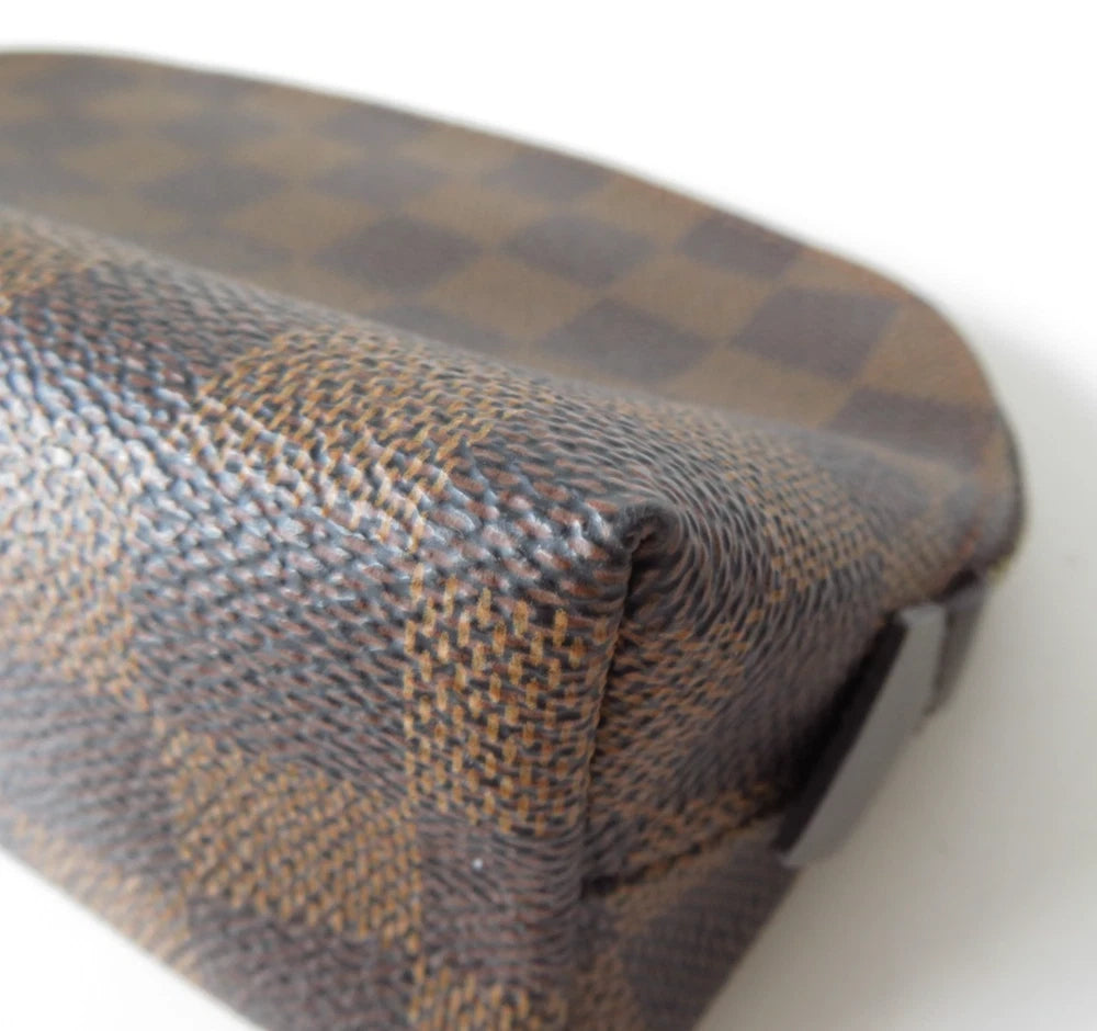 Louis Vuitton $600 Damier Ebene Pochette Cosmetic Pouch Bag CA1021