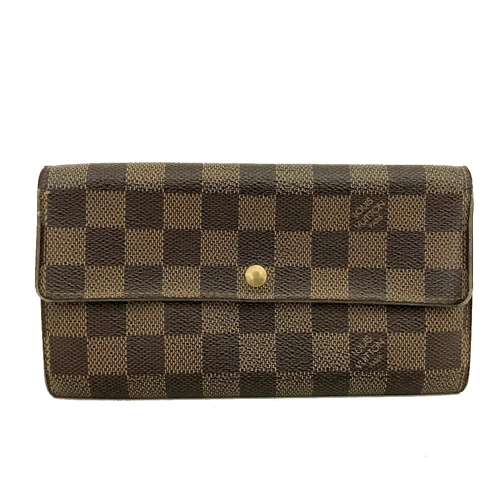 Louis Vuitton Damier Porte Feuille Sarah Long Bifold Wallet Brown CA0094