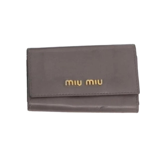 Miu Miu Patent Taupe Leather Key Case
