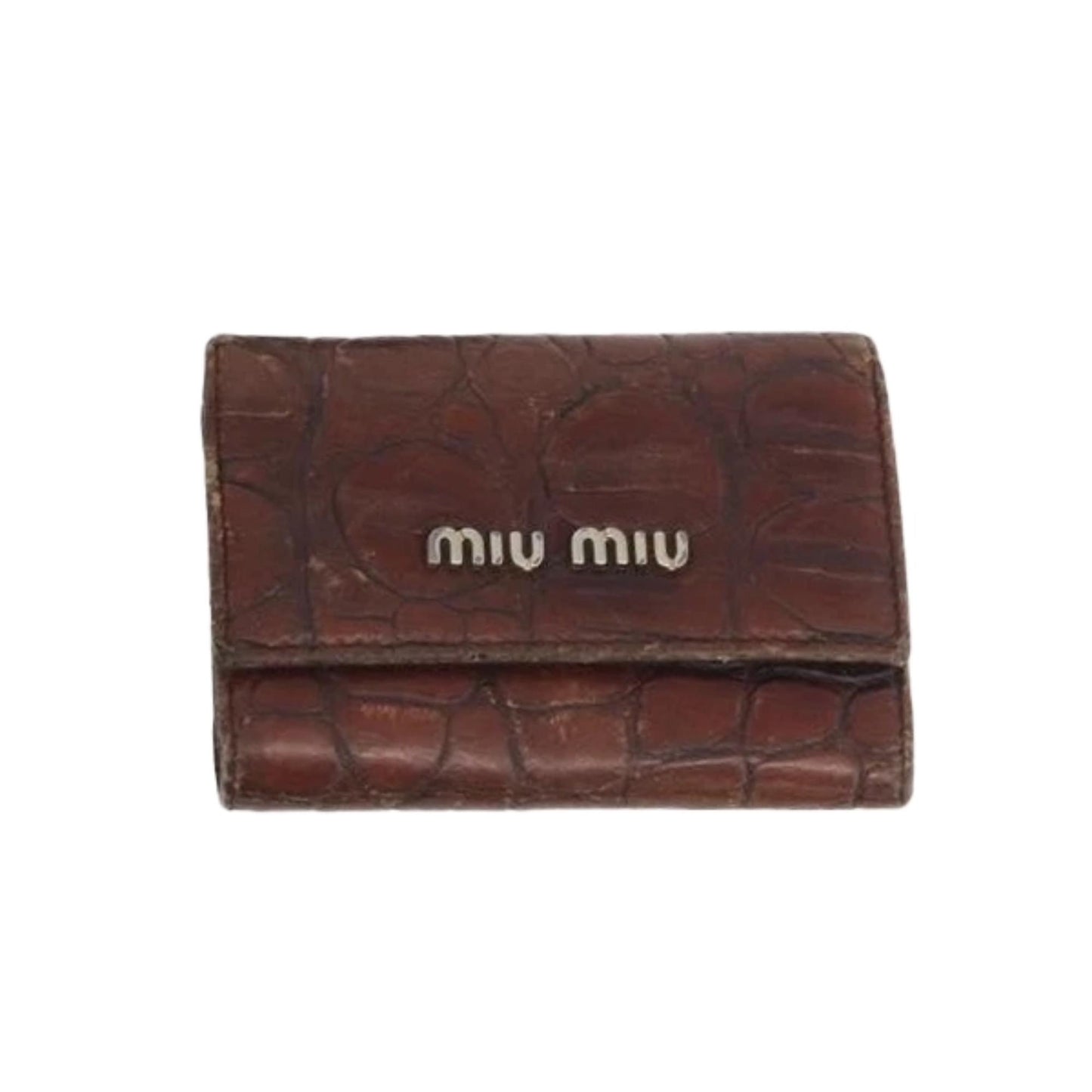 Miu Miu Croc Embossed Metallic Brown Key Case