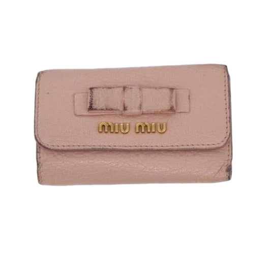 Miu Miu Signature Bow Pink Leather  Key Case