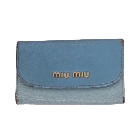 Miu Miu Blue Grey Leather Key Case