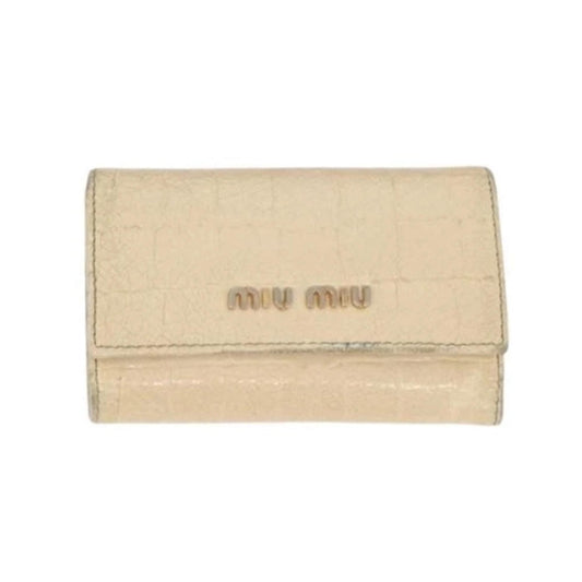 Miu Miu Patent Cream Croc Embossed Key Case