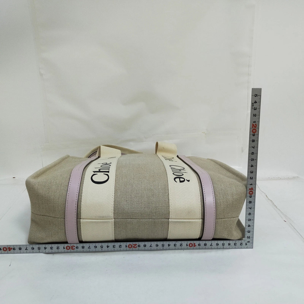 $1390 Chloe Medium Woody Linen Tote Pink