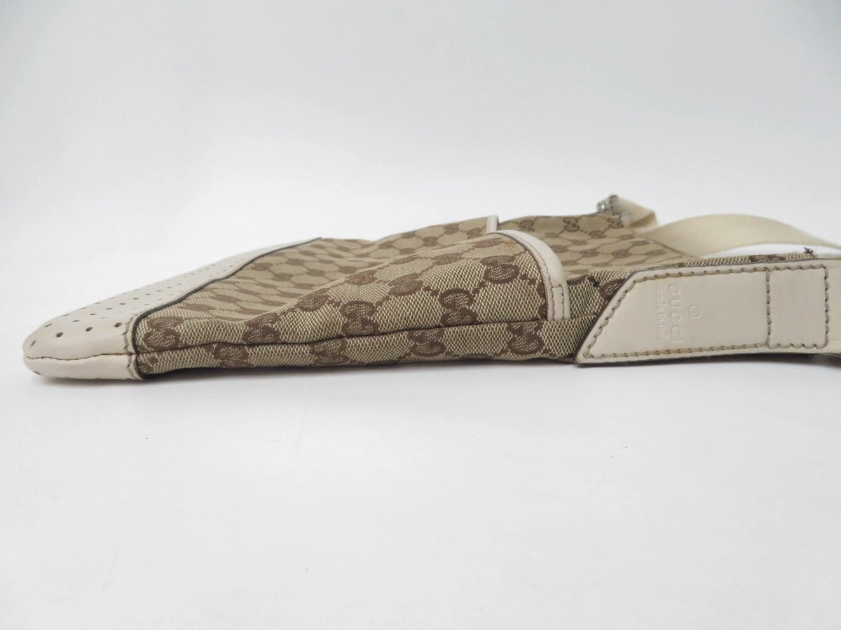 $1150 Gucci Perforated GG Leather Crossbody Messenger Bag