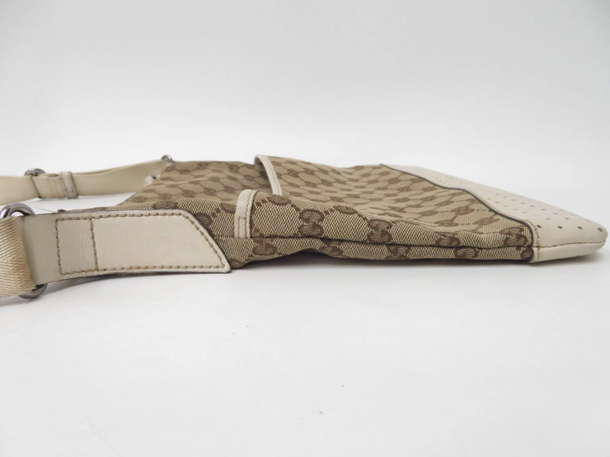 $1150 Gucci Perforated GG Leather Crossbody Messenger Bag