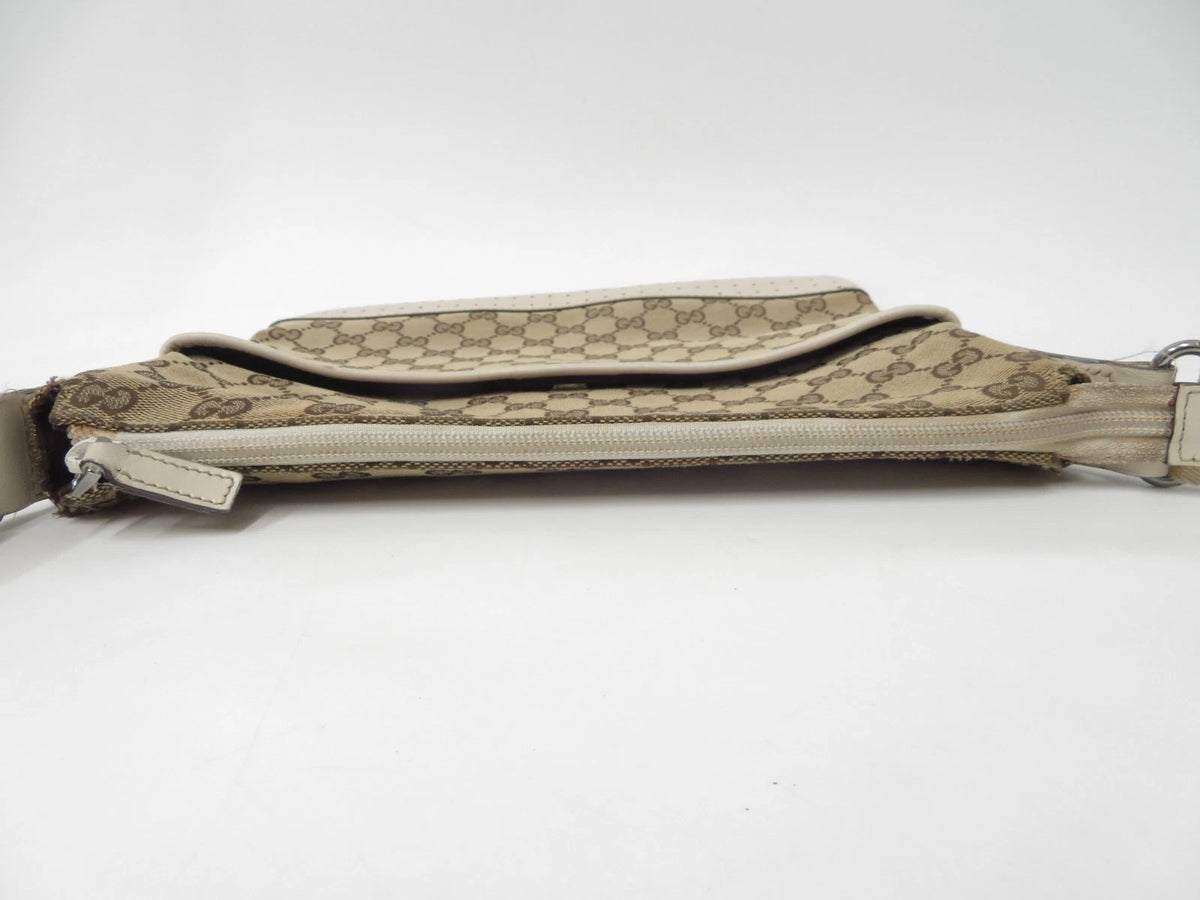 $1150 Gucci Perforated GG Leather Crossbody Messenger Bag