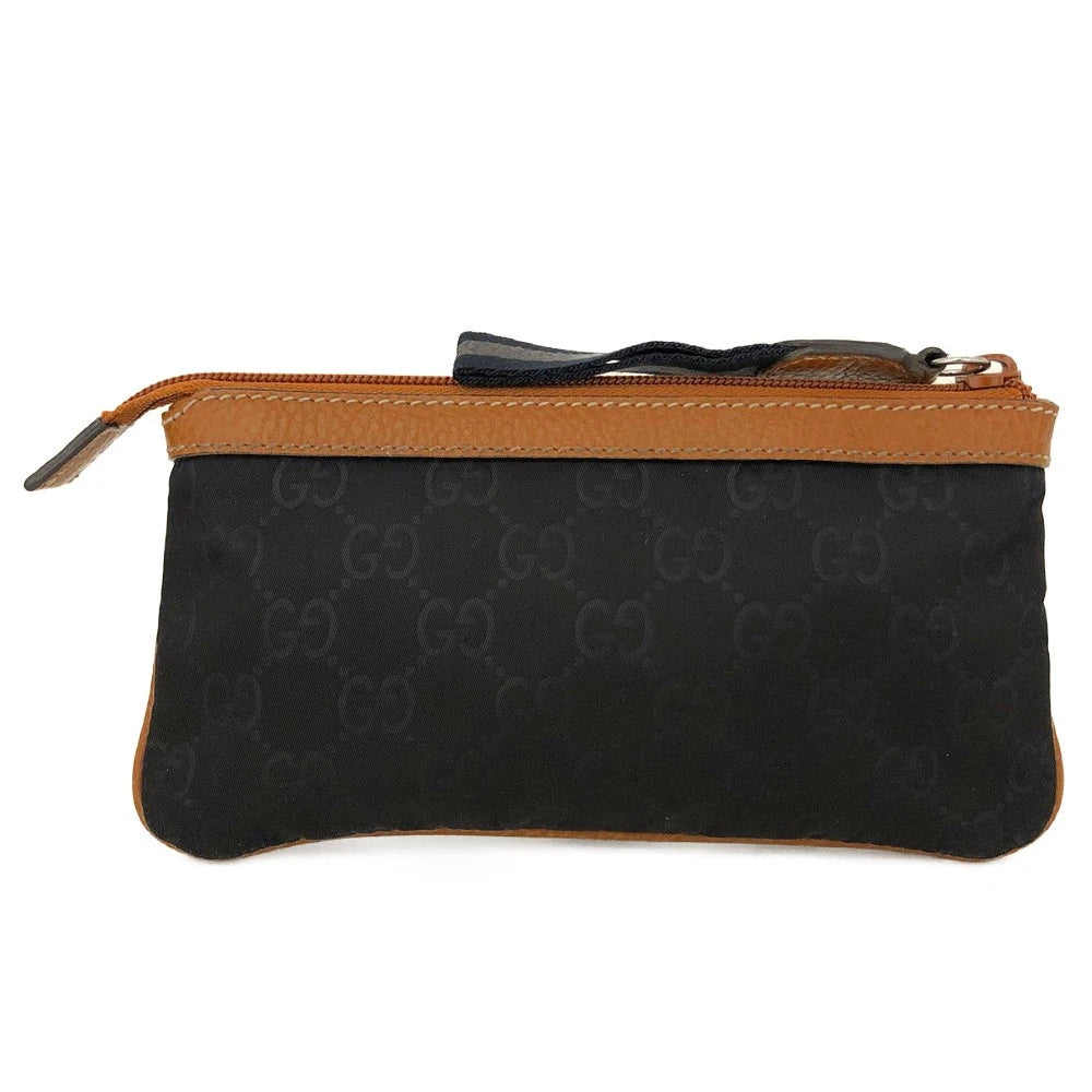 $590 GUCCI GG Logo Canvas Cosmetic Pouch Bag Navy blue