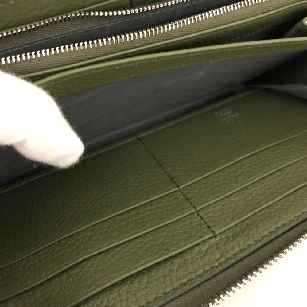 $830 GUCCI Logo Leather Zip Around Long Wallet Green LOGO
