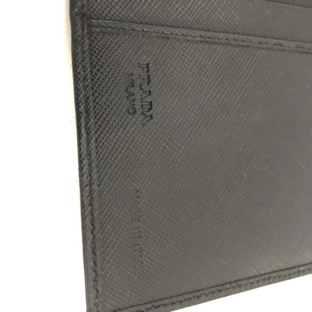 $750 PRADA Logo Saffiano Leather Long Bifold Wallet Purse Black