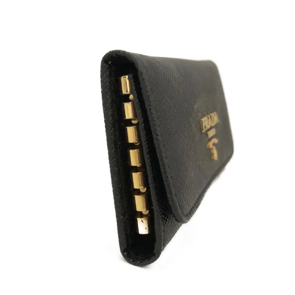 PRADA Saffiano Leather 6 Ring Key Case Black
