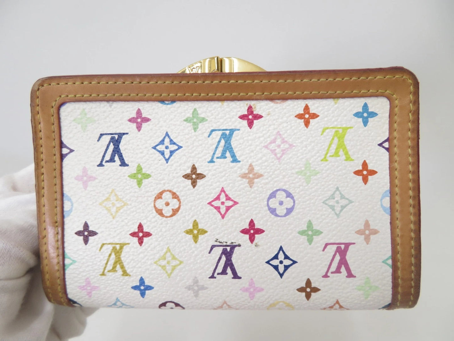 $750 LOUIS VUITTON Monogram Multicolor French Kisslock Wallet TH0055 2005