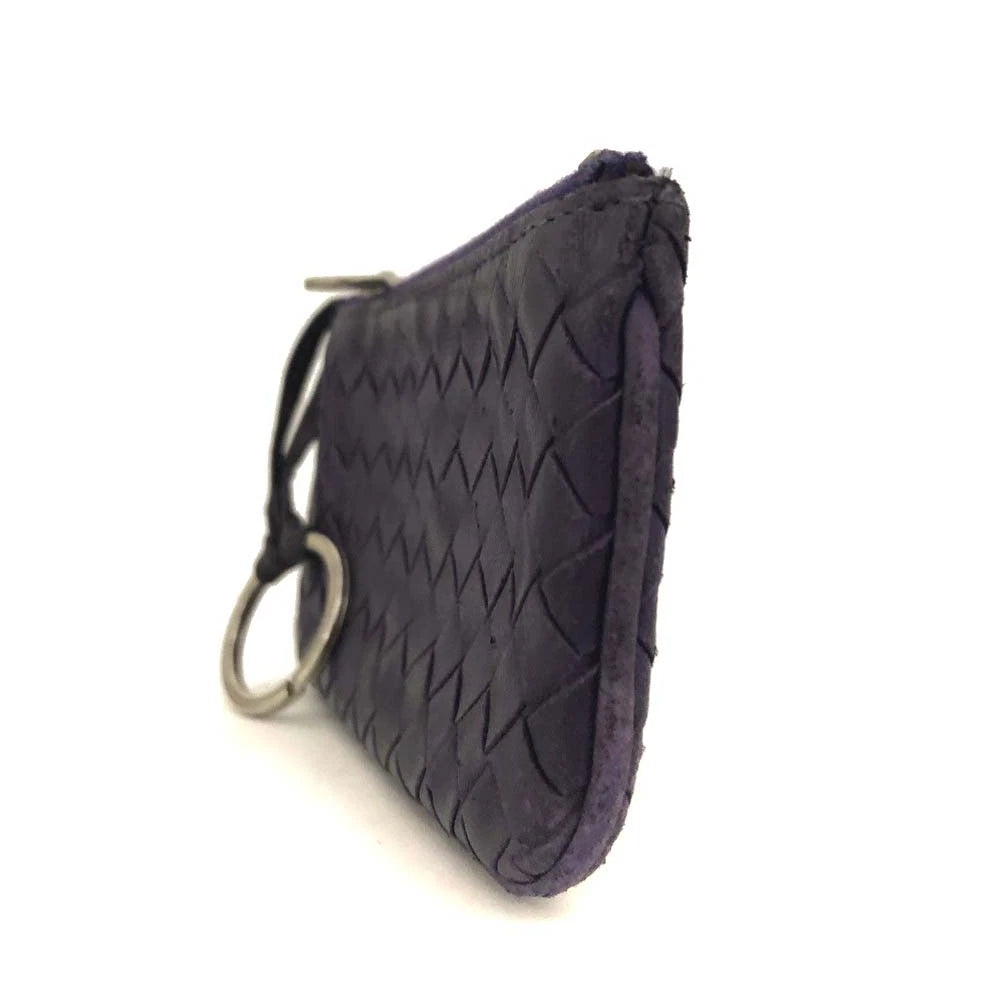 $650 Bottega Veneta Intrecciato Lambskin Coin Purse Wallet Purple