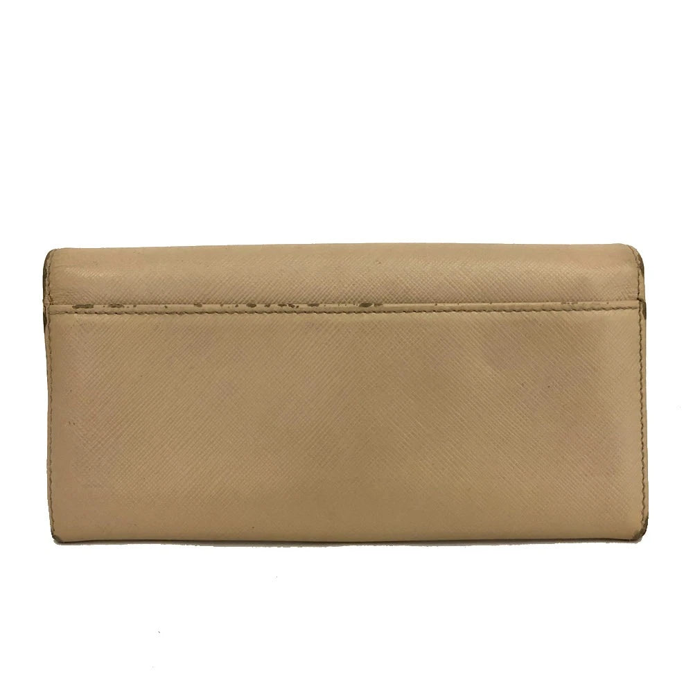 Salvatore Ferragamo Vara Ribbon Leather Long Bifold Wallet Beige