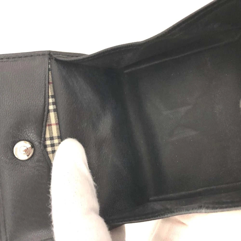 $355 BURBERRY Logo Leather Coin Purse Wallet Black