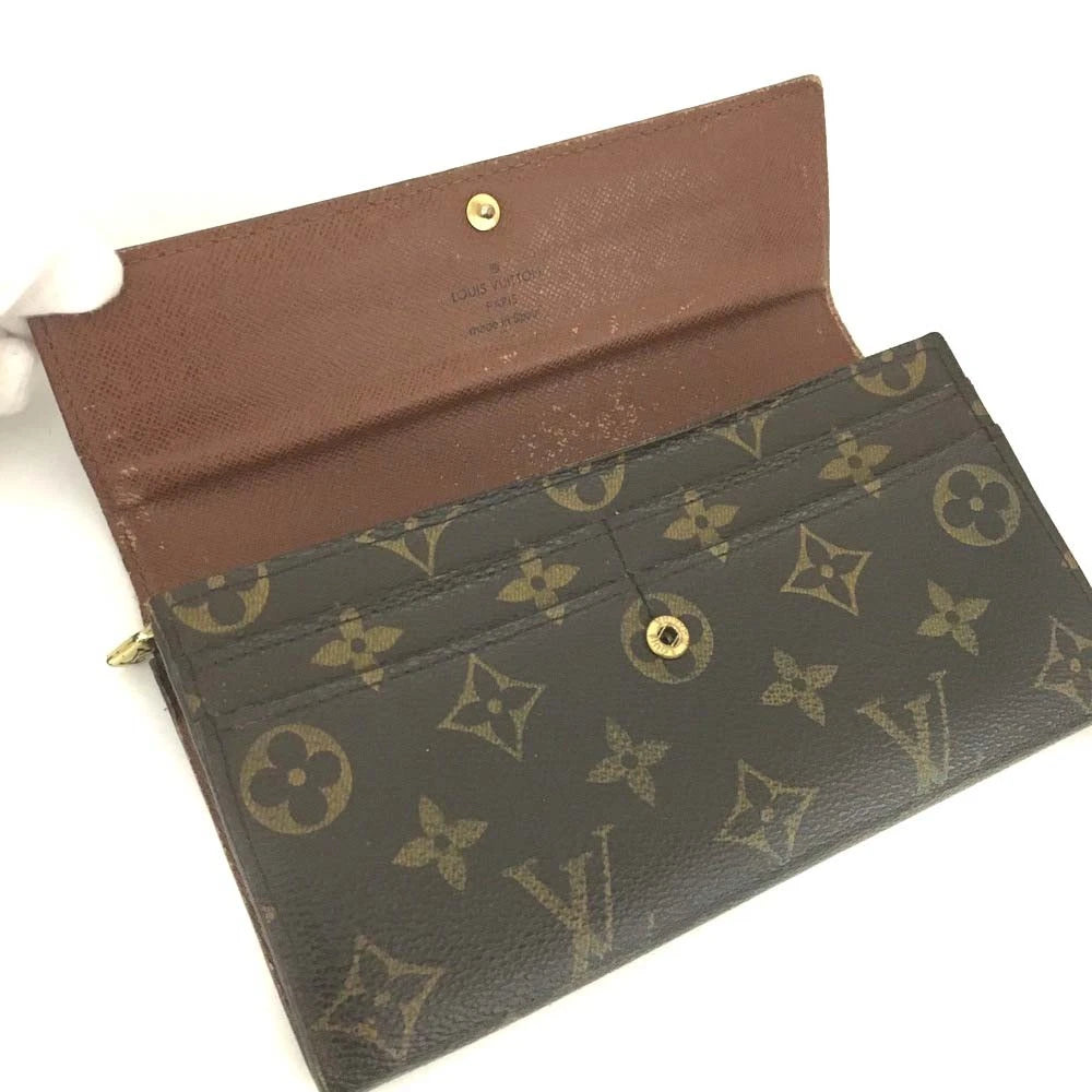 Louis Vuitton Monogram Portefeiulle Sarah Long Bifold Wallet Brown CA0037