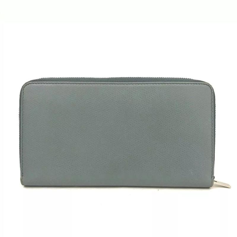 Celine  Calfskin Large Zip Around Multifunction Wallet Blue Grey