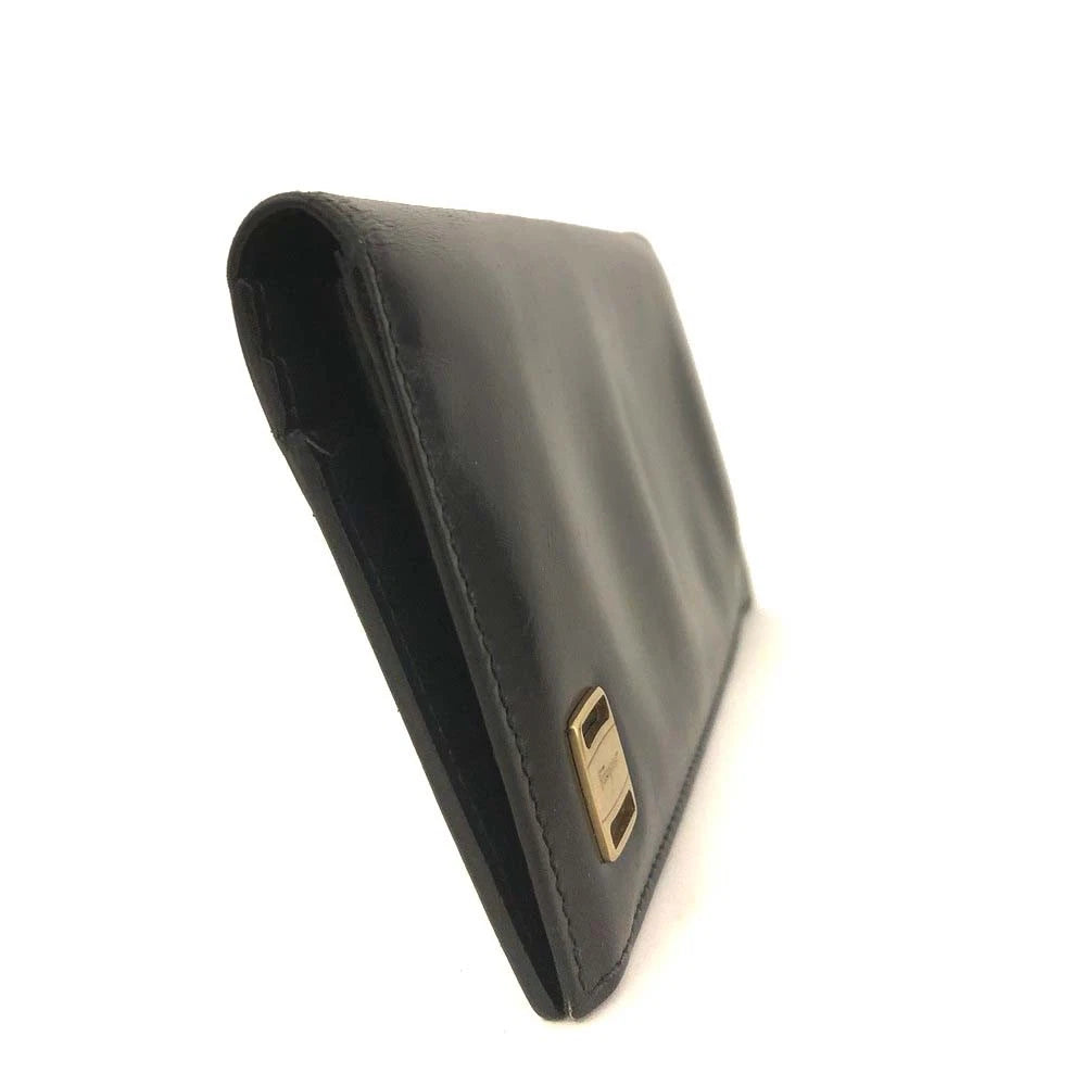 Salvatore Ferragamo Vara Leather Long Bifold Wallet Black