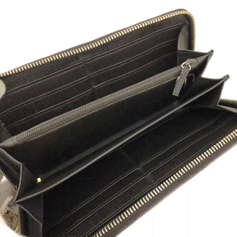 Gucci  Dollar Calfskin GG Supreme Monogram GG Marmont Zip Around Wallet Ebony