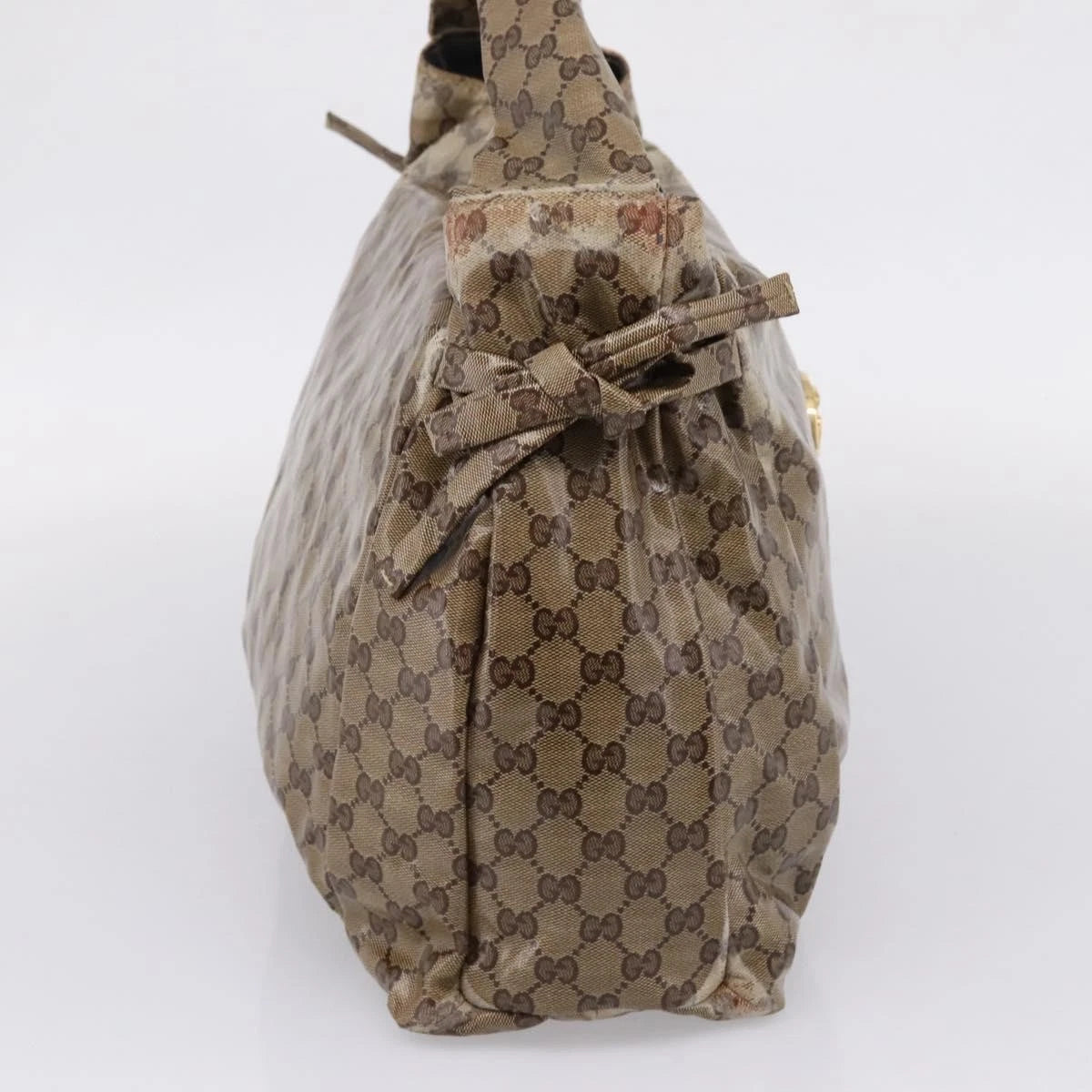 $750 Gucci Hysteria Fold Over Hobo GG Coated Canvas Medium