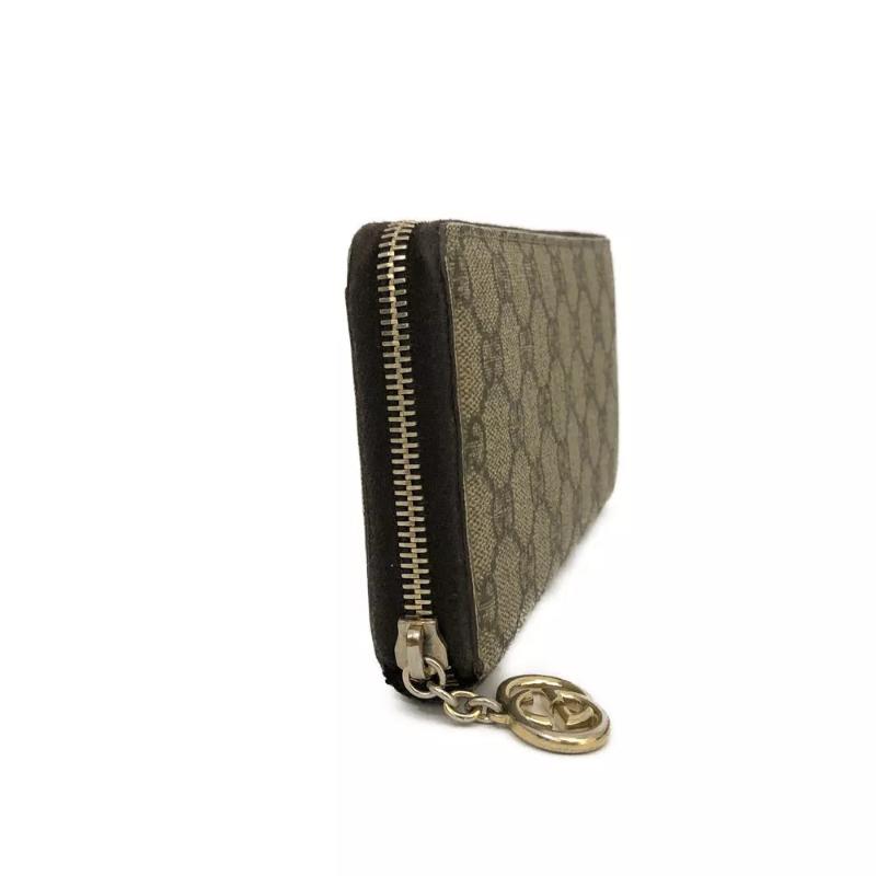 Gucci  Dollar Calfskin GG Supreme Monogram GG Marmont Zip Around Wallet Ebony