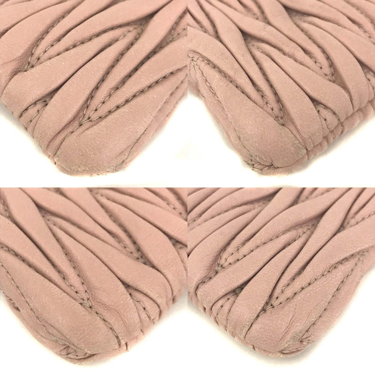 $508 MIU MIU Logo Gather Leather Cosmetic Pouch Bag Pink