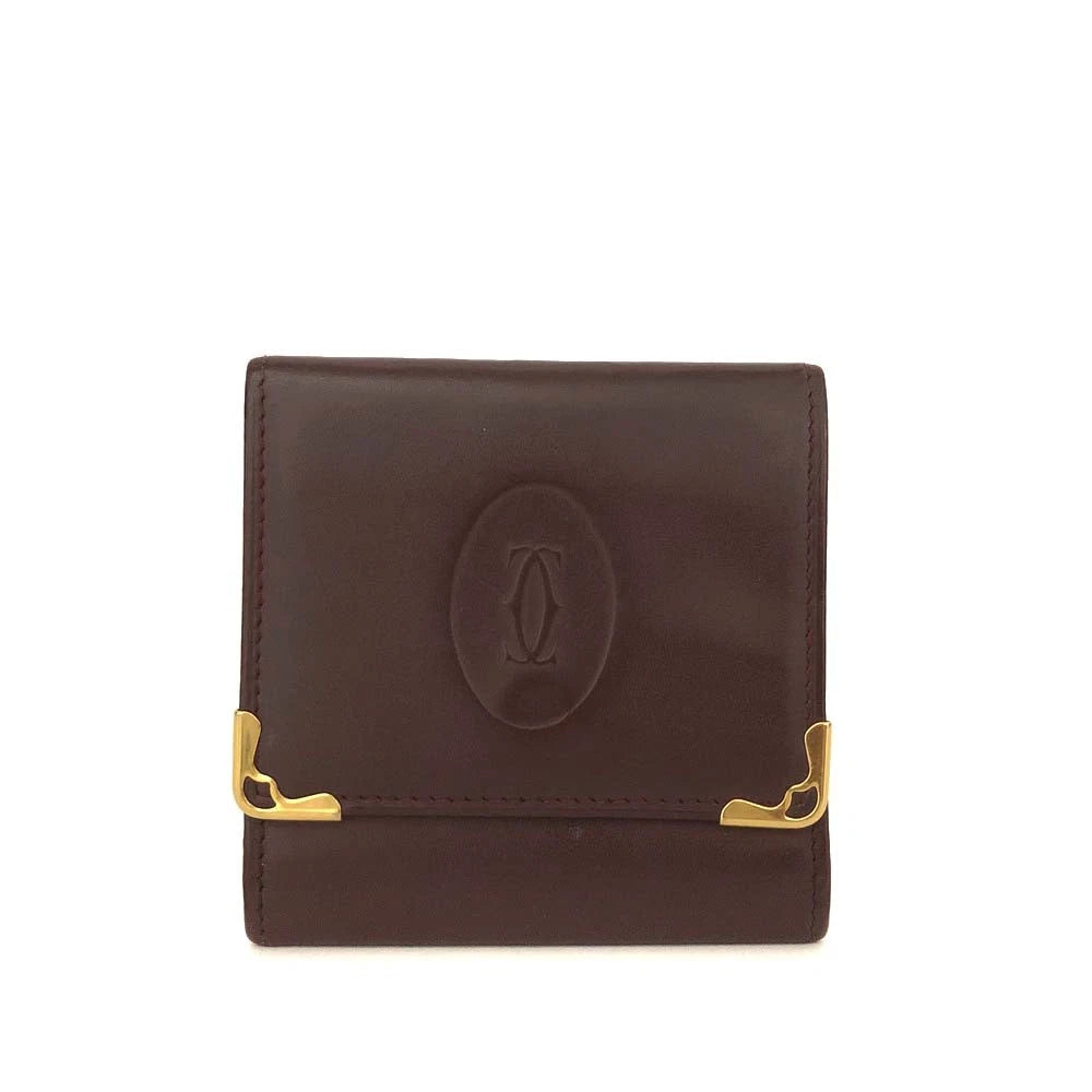 Must de Cartier Leather Coin Purse Wallet Bordeaux