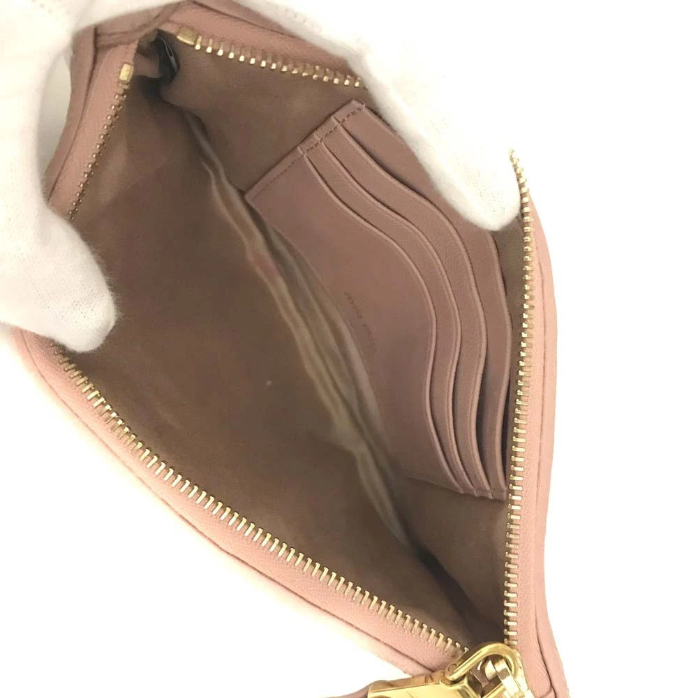 $508 MIU MIU Logo Gather Leather Cosmetic Pouch Bag Pink